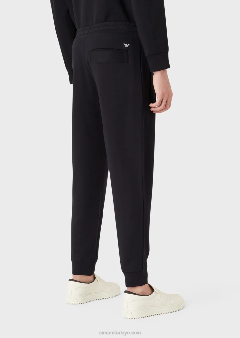erkekler Armani modal karışımlı jarse polar jogger pantolon lacivert T8HD1509