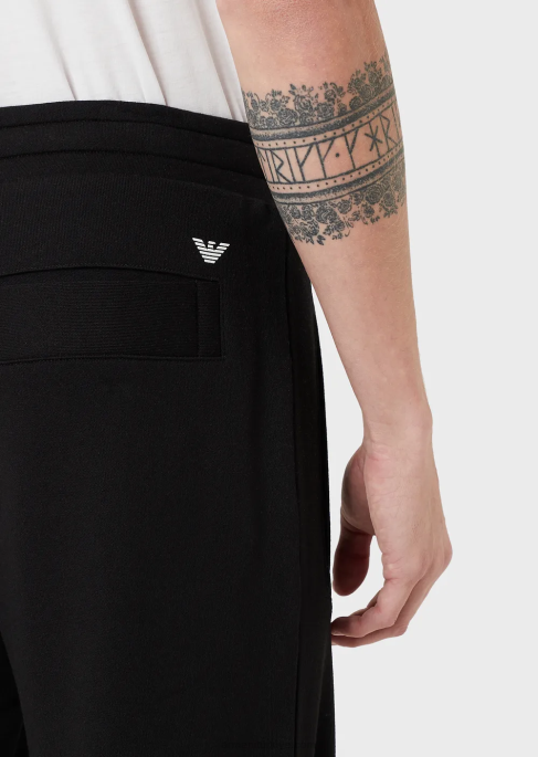 erkekler Armani modal karışımlı jarse polar jogger pantolon siyah T8HD1508