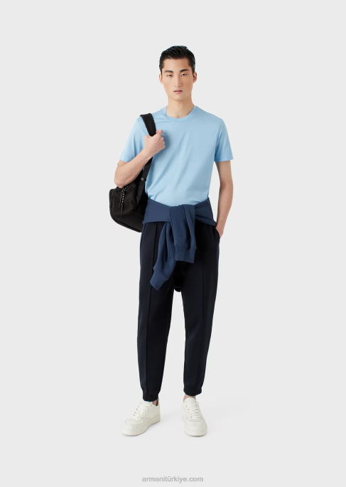 erkekler Armani nervürlü modal jarse pantolon lacivert T8HD1412