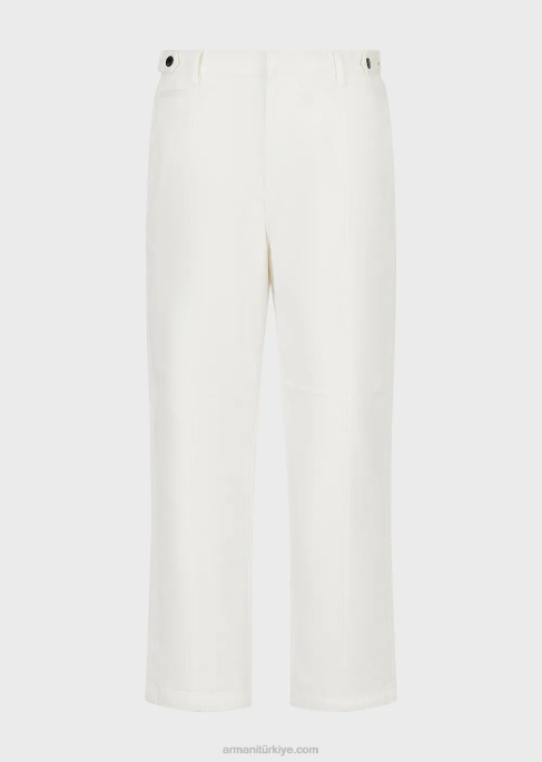 erkekler Armani nervürlü pamuklu saten chino beyaz T8HD1482
