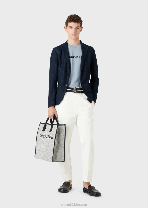 erkekler Armani nervürlü pamuklu saten chino beyaz T8HD1482