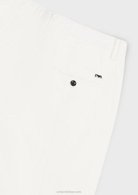 erkekler Armani nervürlü pamuklu saten chino beyaz T8HD1482