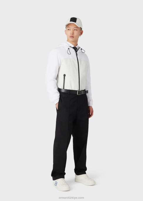 erkekler Armani nervürlü pamuklu saten chino siyah T8HD1481