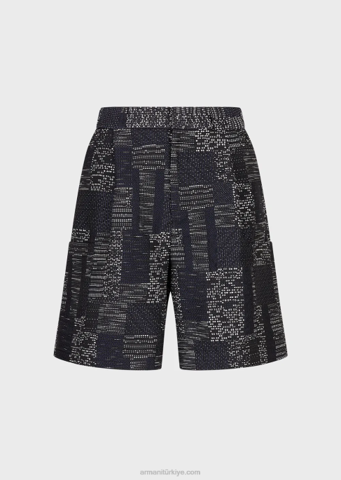 erkekler Armani patchwork efektli vanise jakarlı board şort model T8HD1405