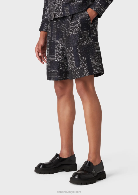 erkekler Armani patchwork efektli vanise jakarlı board şort model T8HD1405