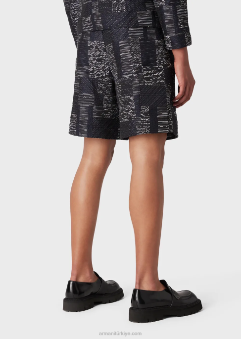 erkekler Armani patchwork efektli vanise jakarlı board şort model T8HD1405