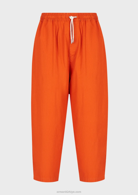 erkekler Armani sürdürülebilir koleksiyon organik yırtılmaz 7/8 büzgü ipli pantolon kırmızı T8HD1517