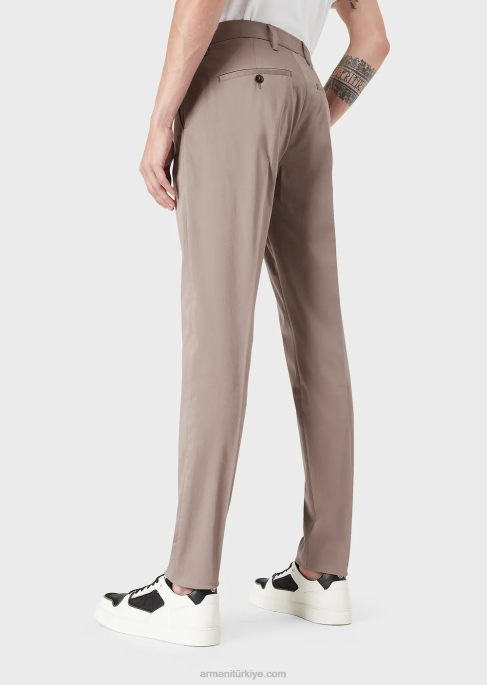 erkekler Armani streç pamuklu chinos güvercin grisi T8HD1507
