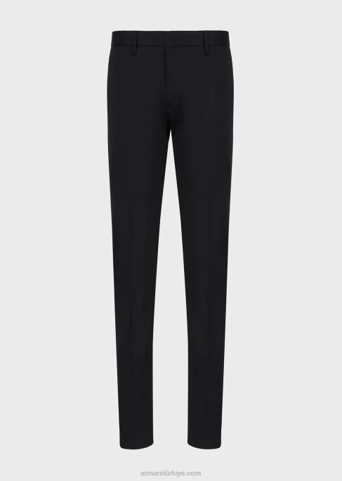 erkekler Armani streç pamuklu chinos lacivert T8HD1505