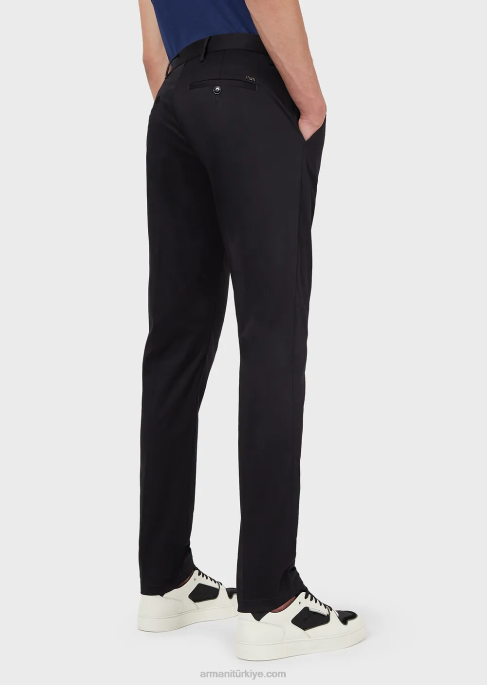 erkekler Armani streç pamuklu chinos lacivert T8HD1505