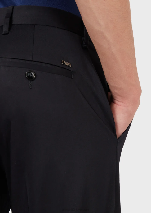 erkekler Armani streç pamuklu chinos lacivert T8HD1505