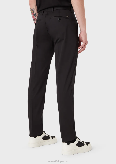 erkekler Armani streç pamuklu chinos siyah T8HD1506