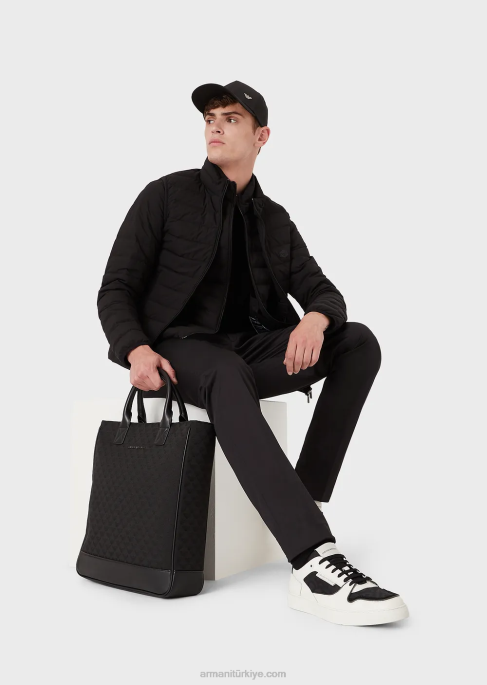 erkekler Armani streç pamuklu chinos siyah T8HD1506