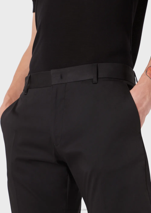 erkekler Armani streç pamuklu chinos siyah T8HD1506