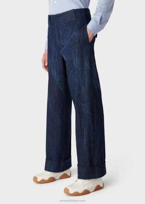 erkekler Armani taş yıkanmış kot pantolonT8HD1371