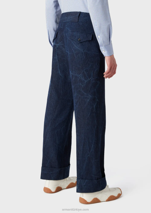 erkekler Armani taş yıkanmış kot pantolonT8HD1371