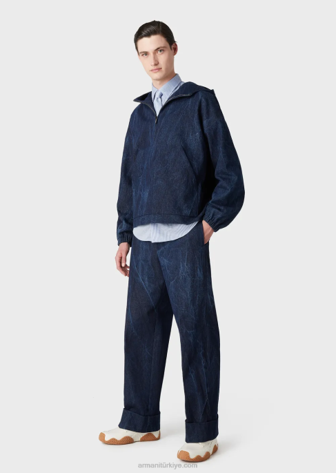 erkekler Armani taş yıkanmış kot pantolonT8HD1371