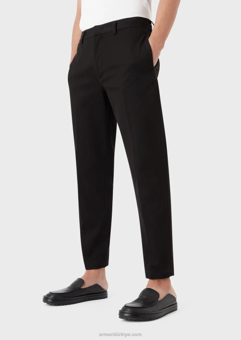 erkekler Armani trikotin efektli jarse chino siyah T8HD1477