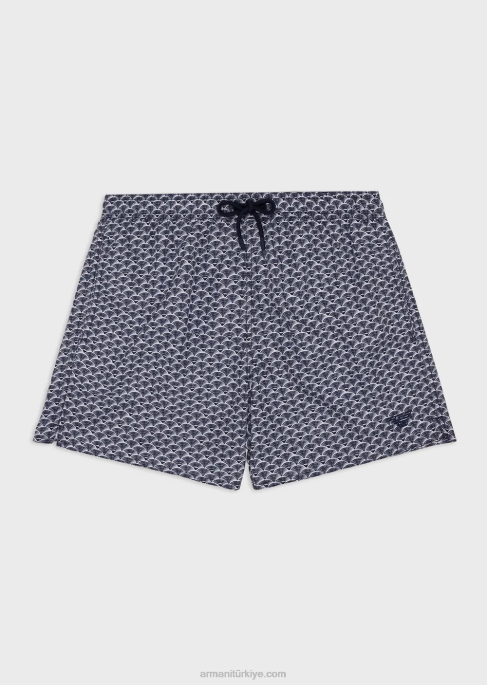 erkekler Armani büzgü ipli ve boydan boya mikro desenli mayo model T8HD997
