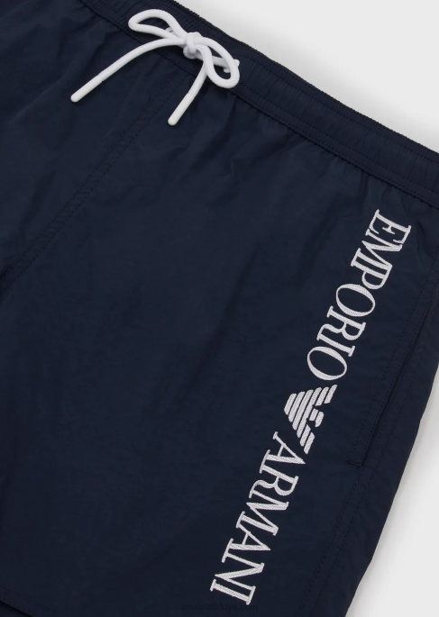 erkekler Armani büzgülü ve logo işlemeli mayo lacivert T8HD986