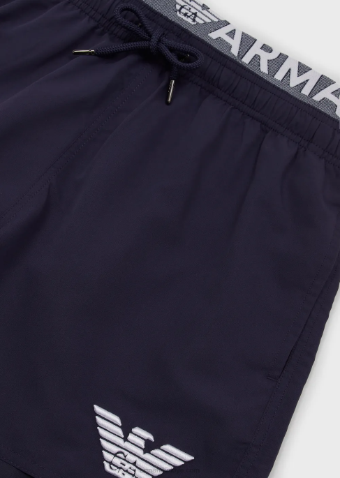 erkekler Armani büzme ipli ve logolu kemerli geri dönüştürülmüş kumaş mayo uçak T8HD994