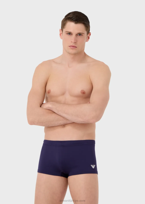 erkekler Armani kartal işlemeli geri dönüştürülmüş mikrofiber kare bacaklı mayo uçak T8HD1002