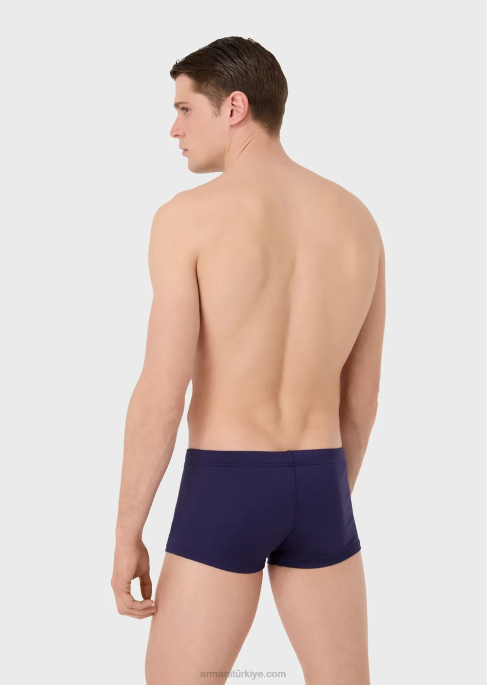 erkekler Armani kartal işlemeli geri dönüştürülmüş mikrofiber kare bacaklı mayo uçak T8HD1002