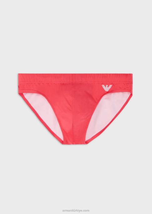 erkekler Armani kartal işlemeli geri dönüştürülmüş mikrofiber yüzme külotu mercan T8HD1005