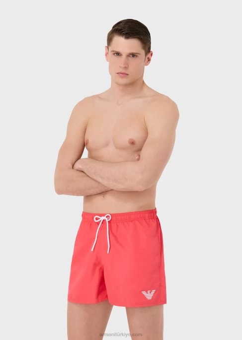 erkekler Armani temel ipli yüzme şortu mercan T8HD991