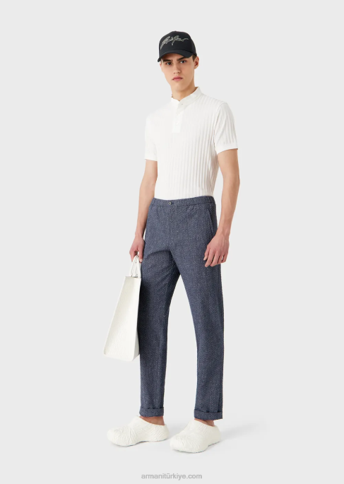 erkekler Armani Tamamı jakar motifli guru yakalı jarse polo tişört beyaz T8HD1545