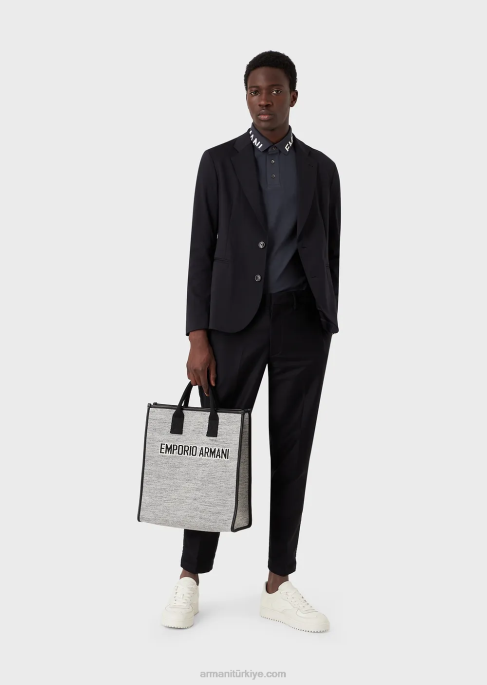 erkekler Armani logolu yakalı merserize pike polo tişört uçak T8HD1528