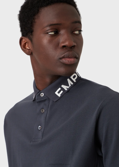 erkekler Armani logolu yakalı merserize pike polo tişört uçak T8HD1528