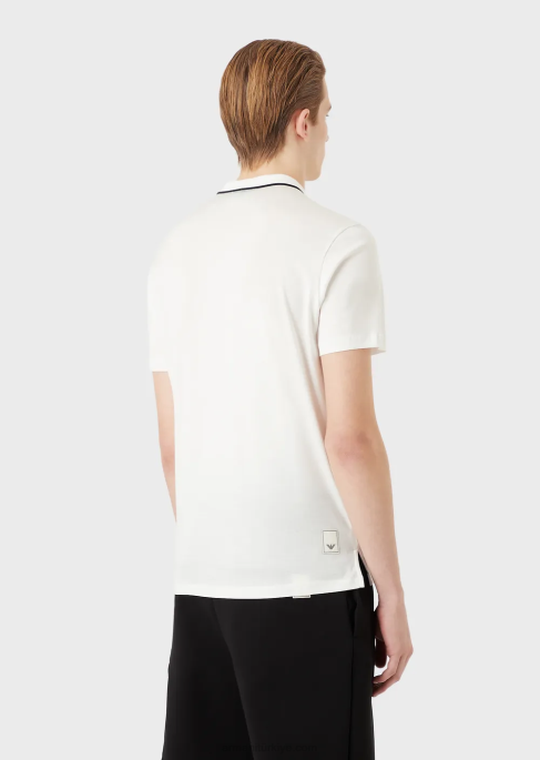 erkekler Armani travel essentials tencel karışımlı jarse polo gömlek beyaz T8HD1525