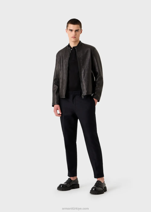 erkekler Armani travel essentials tencel karışımlı jarse polo gömlek siyah T8HD1524