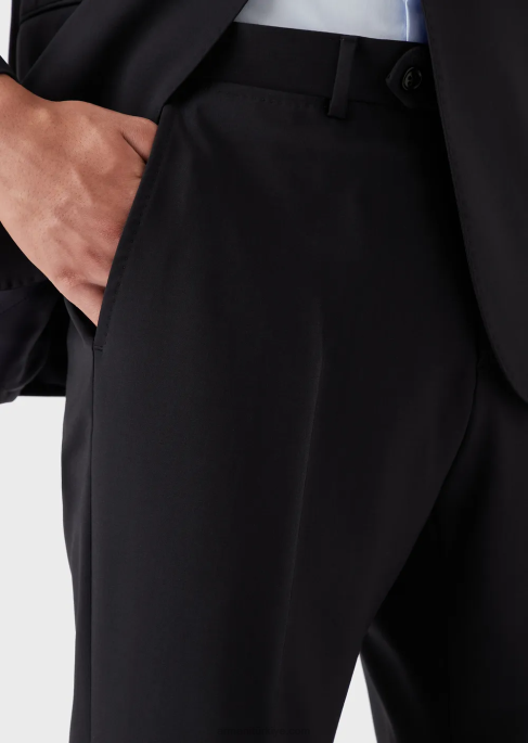 erkekler Armani doğal streç hafif yünden tek sıra düğmeli, dar kesim takım elbise lacivert T8HD1467