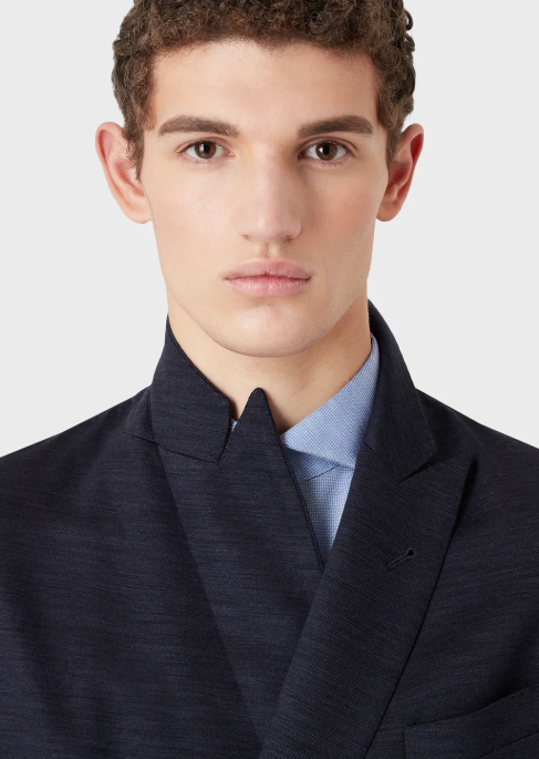 erkekler Armani okaliptüs yünü karışımlı jarseden modern kesim kruvaze takım elbiseT8HD1466