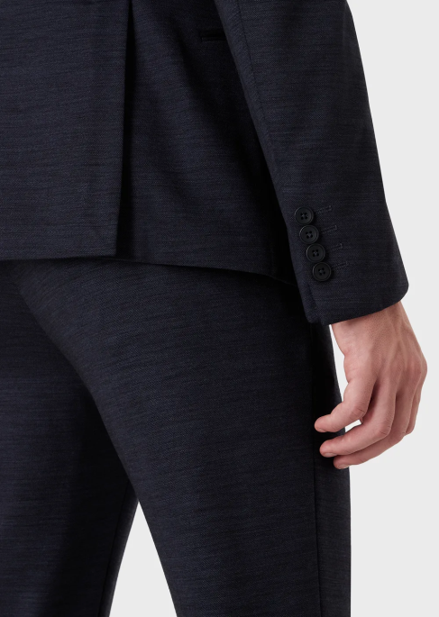 erkekler Armani okaliptüs yünü karışımlı jarseden modern kesim kruvaze takım elbiseT8HD1466