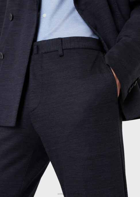 erkekler Armani okaliptüs yünü karışımlı jarseden modern kesim kruvaze takım elbiseT8HD1466