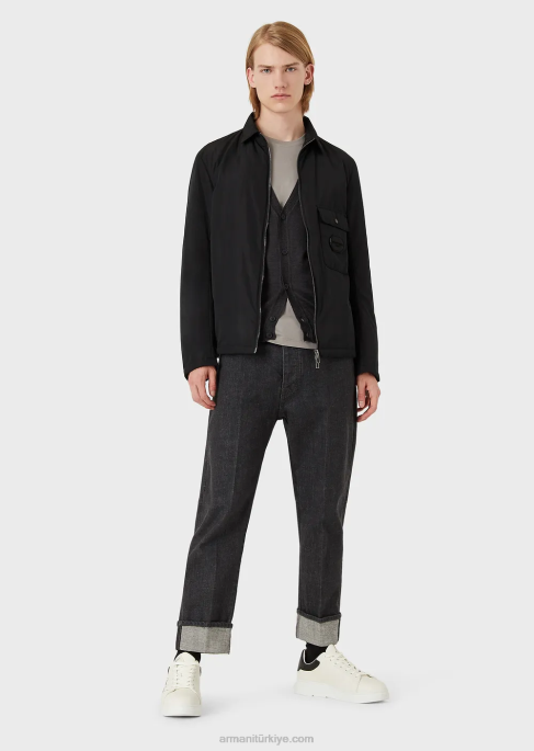 erkekler Armani ipek/pamuk karışımı tişört boz kahverengi T8HD1736