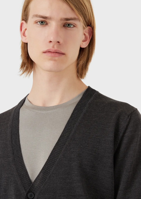 erkekler Armani ipek/pamuk karışımı tişört boz kahverengi T8HD1736