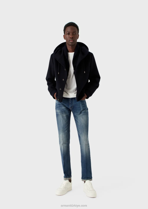 erkekler Armani kabartmalı 3d logolu tencel karışımlı jarse tişört beyaz T8HD1641