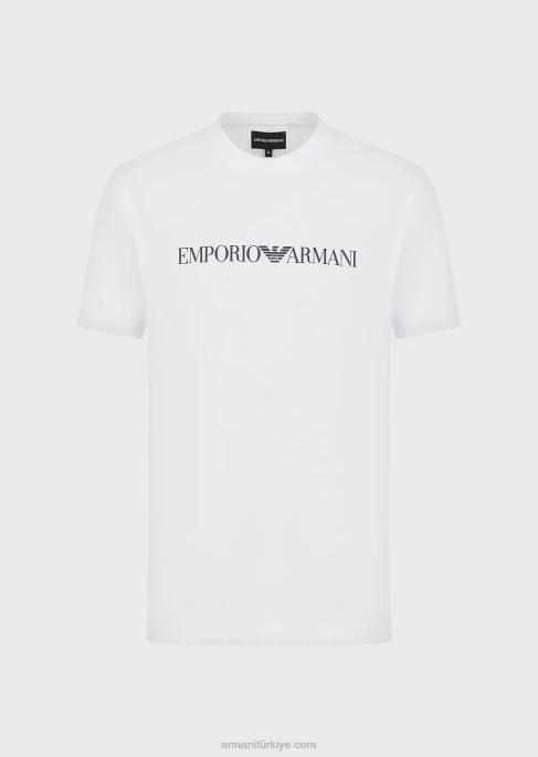 erkekler Armani logo baskılı pima jarse t-shirt siyah logo T8HD1701