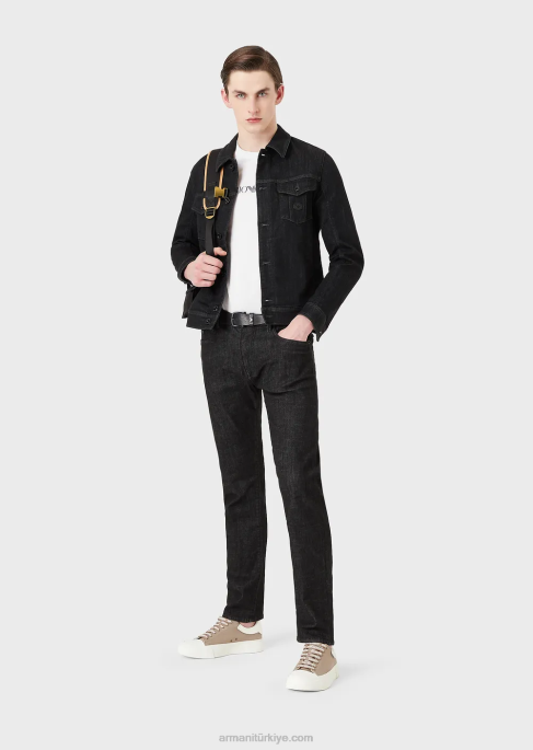 erkekler Armani logolu pima jarse kazak beyaz logo T8HD1721