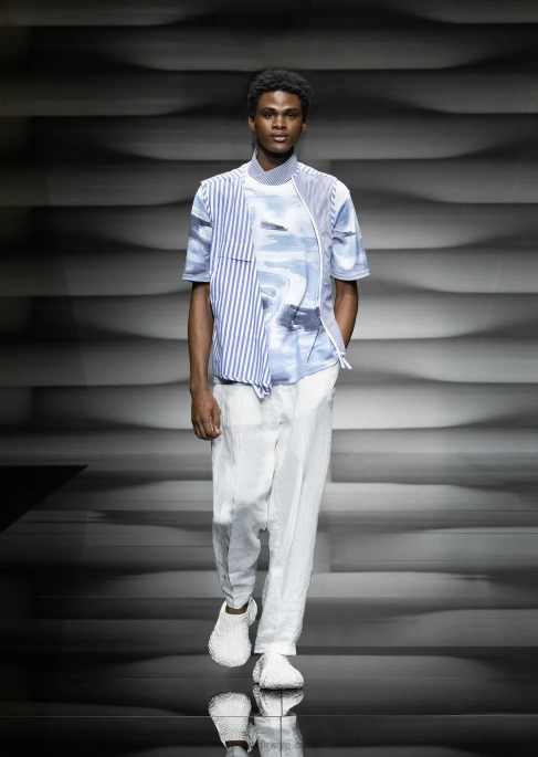 erkekler Armani merman suluboya baskılı ve logo işlemeli pamuklu interlok tişört model T8HD1697