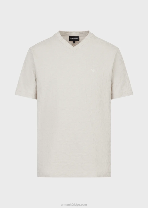 erkekler Armani mikro armure jarse v yaka t-shirt buz T8HD1744