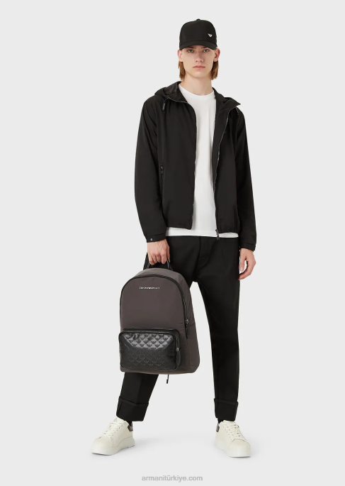 erkekler Armani mikro logo yama ile streç supima jarse kazak beyaz T8HD1751