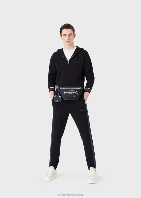 erkekler Armani mikro logolu tencel-jersey karışımlı t-shirt beyaz T8HD1729