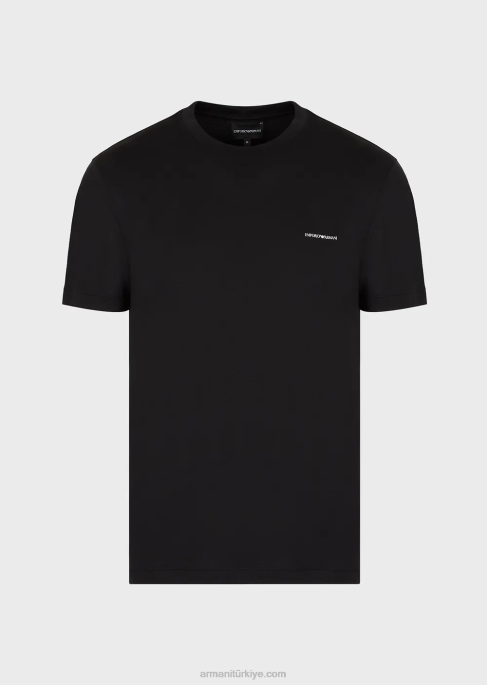 erkekler Armani mikro logolu tencel-jersey karışımlı t-shirt siyah T8HD1728