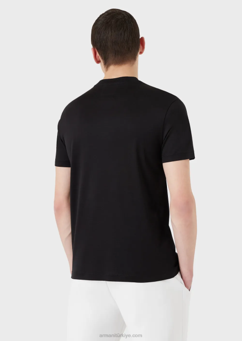 erkekler Armani mikro logolu tencel-jersey karışımlı t-shirt siyah T8HD1728