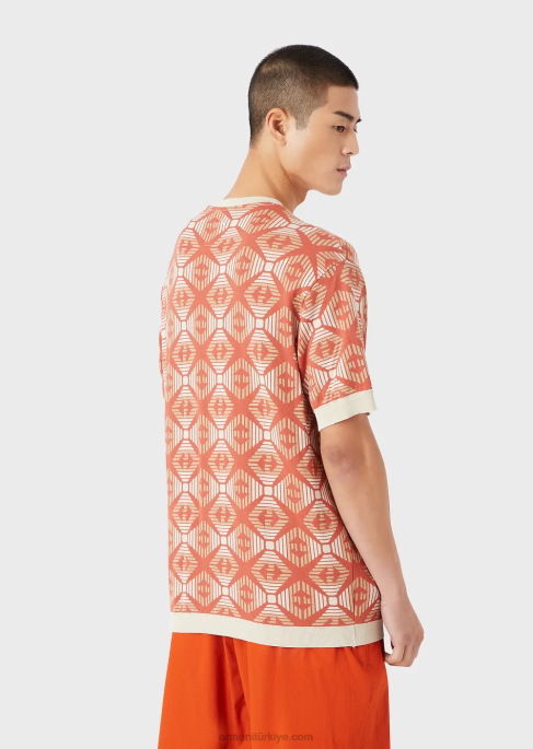 erkekler Armani sürdürülebilir koleksiyon koleksiyon desenli organik jakarlı jarse kazak model T8HD1685